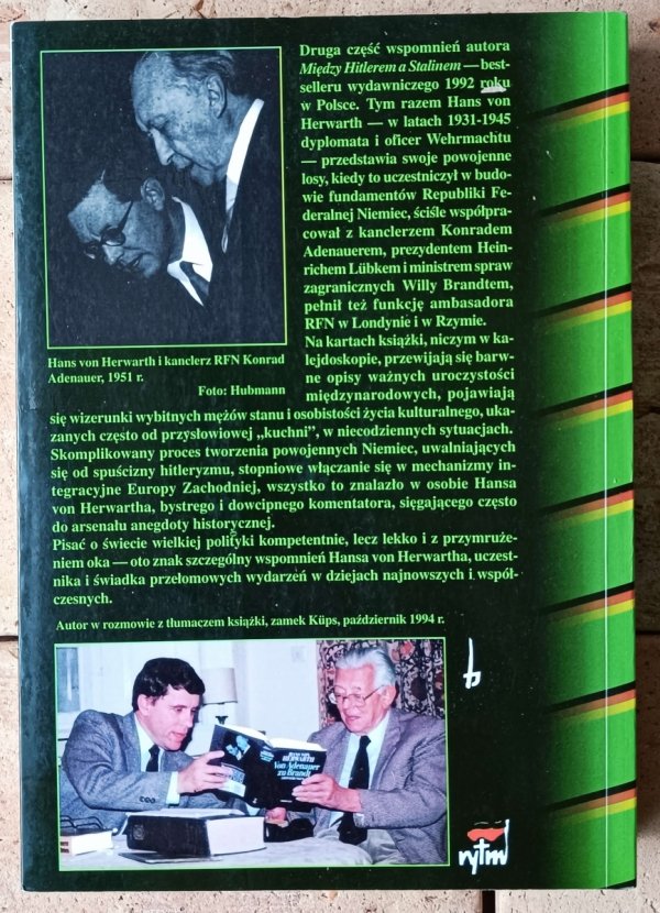 Hans von Herwarth • Od Adenauera do Brandta. Wspomnienia - okładka