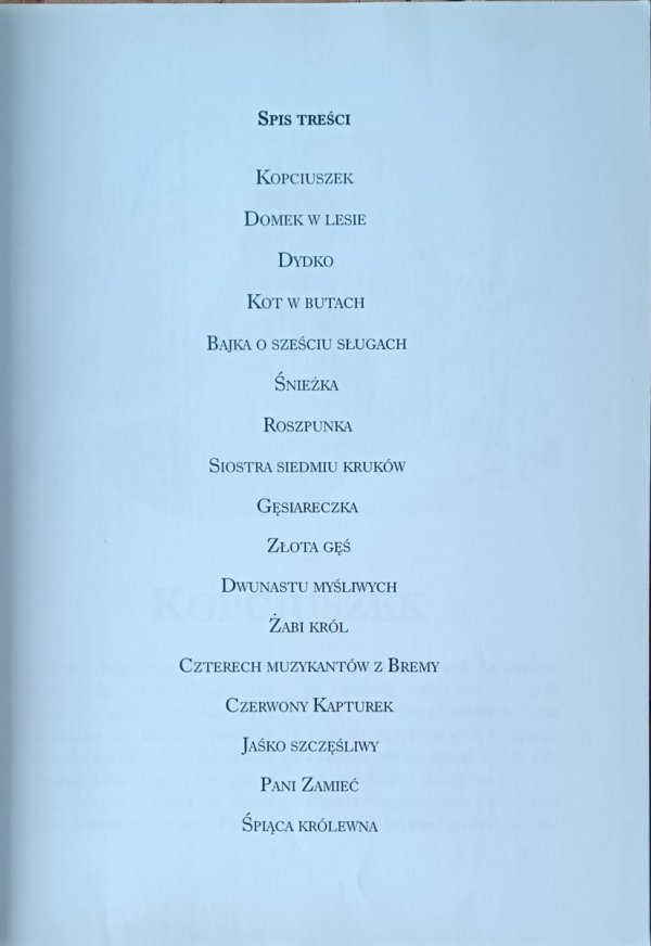 Wilhelm Jacob Grimm  Baśnie braci Grimm - spis treści
