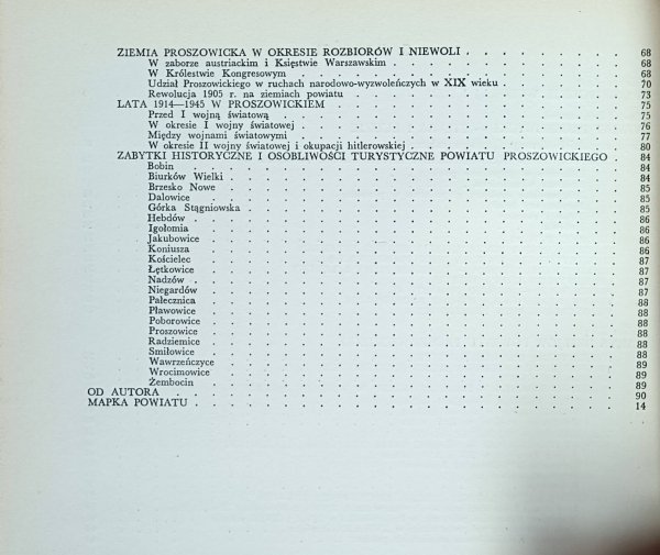 Ziemia proszowicka - spis treści