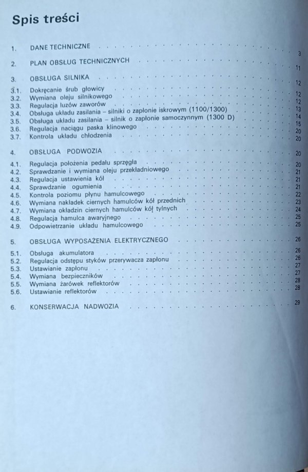 Michał Żabiński Fiat Uno - spis treści