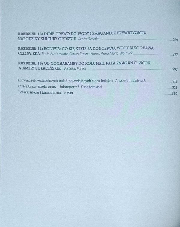 Farhana Sultana, Alex Loftus  Prawo do wody. W perspektywie politycznej, gospodarczej i społecznej - spis treści