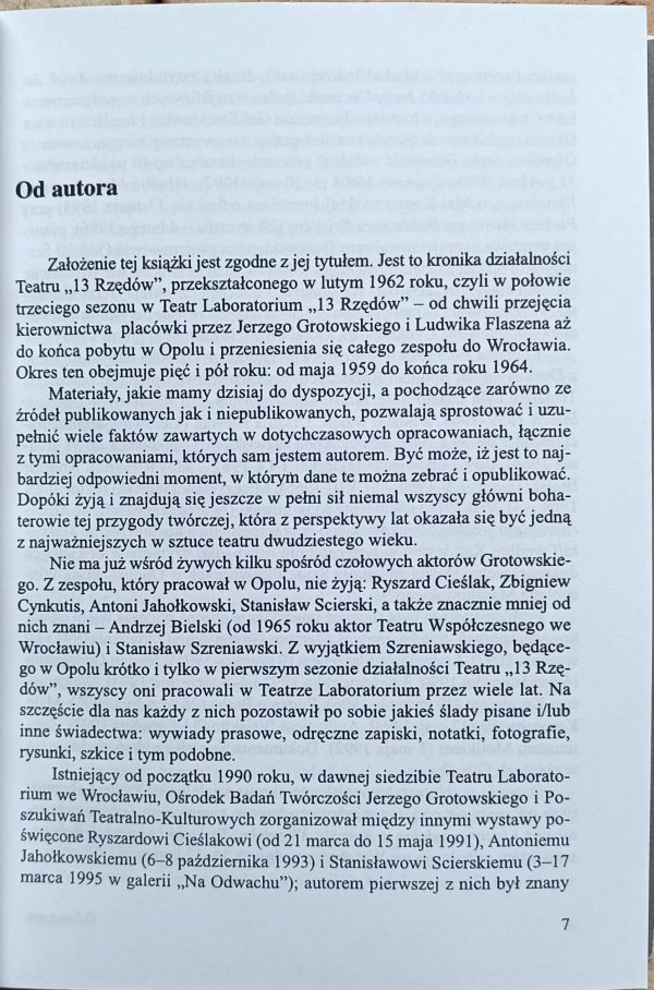 Zbigniew Osiński - Teatr 13 Rzędów Opole 1959-1964