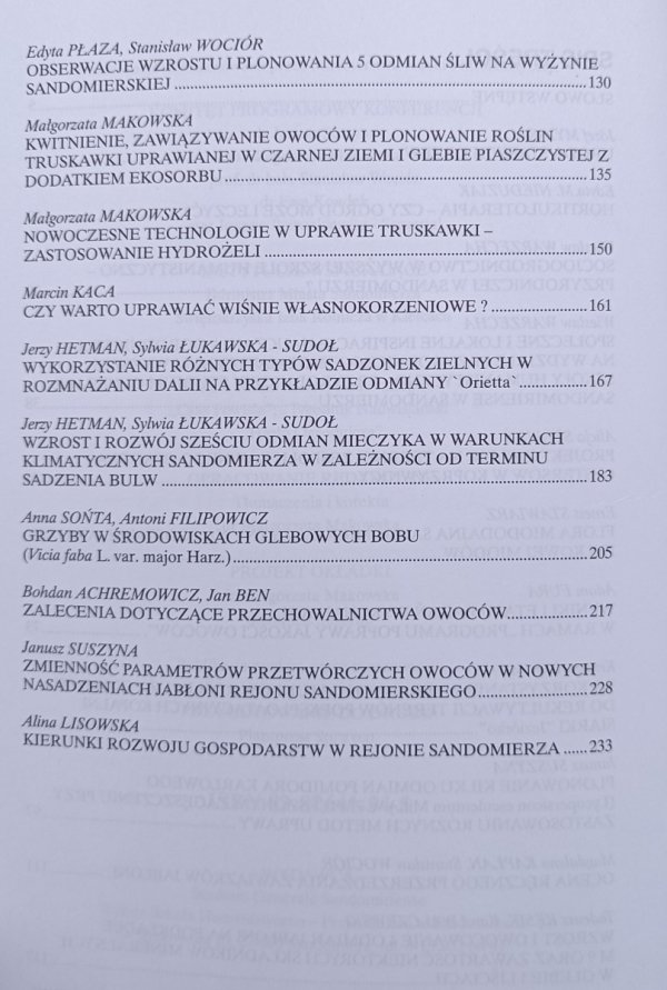 Ogrodnictwo Ziemi Sandomierskiej - nauka dla praktyki- • Materiały konferencyjne 2005
