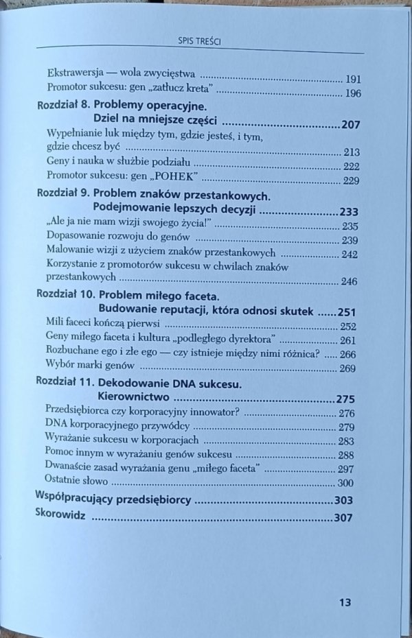 Thomas Harrison, Mary Frakes • Genotyp przedsiębiorcy czyli DNA sukcesu - spis treści