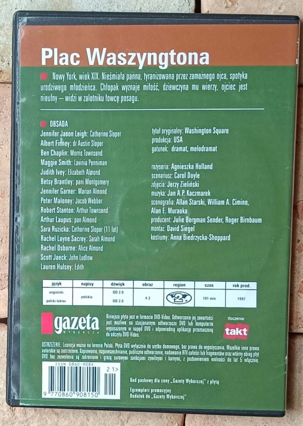Agnieszka Holland • Plac Waszyngtona • DVD - okładka