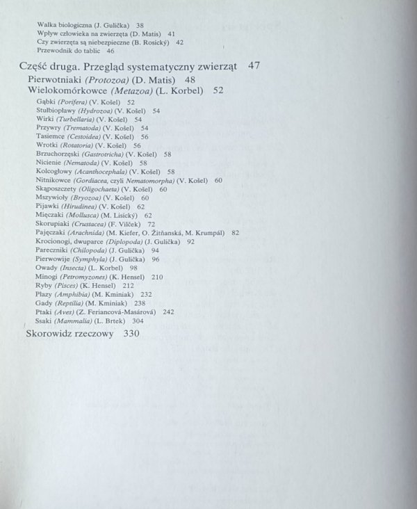 Henryk Garbarczyk  Świat zwierząt - spis treści