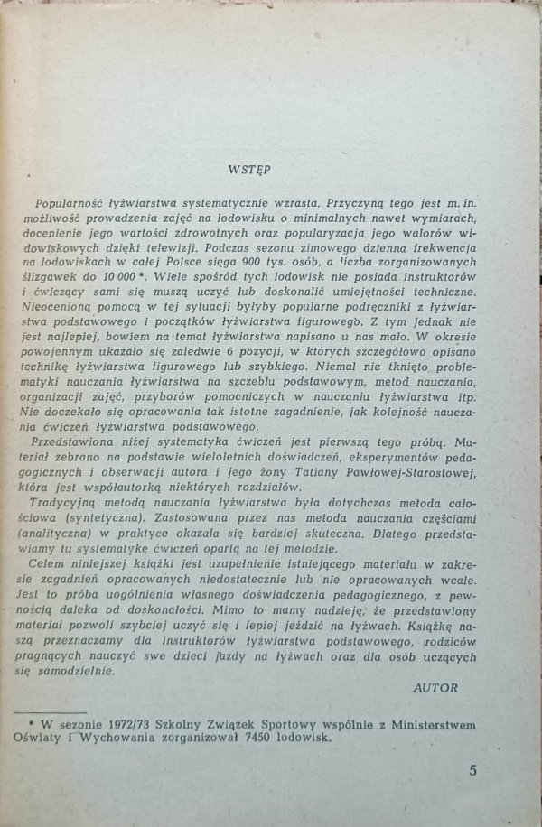 Włodzimierz Starosta  Łyżwiarstwo figurowe dla wszystkich - wstęp
