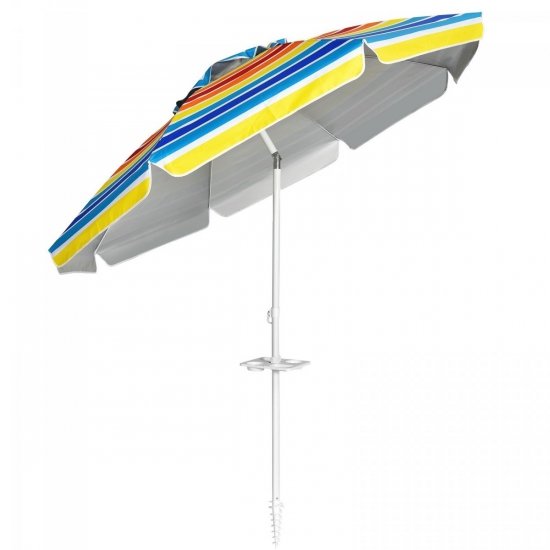 Parasol plażowy regulowany z uchwytem i ochroną UPF 50+ 2,2 x 2 m COSTWAY