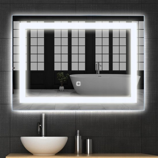 Lustro łazienkowe z podświetleniem LED na dotyk 70 x 50 cm COSTWAY