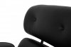 Fotel LOUNGE czarny, sklejka jesion - skóra naturalna