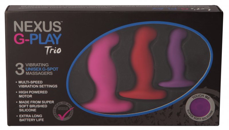 Zestaw wibrujących korków analnych - Nexus G-Play Trio Plus Pink Red Purple