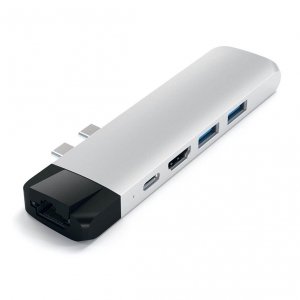 Satechi PRO Ethernet USB-C HUB - Ethernet / HDMI / USB 3.0 / USB-C PD / microSD Silver