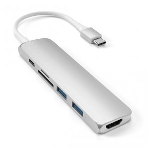 Satechi Multiport HDMI V2 USB-C HUB - HDMI / USB 3.0 / USB-C(PD) / microSD / SD Silver