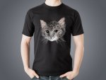 Koszulka czarna personalizowana szary kot - Studioix.pl