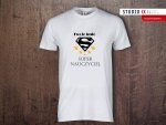 Biała, bawełniana męska koszulka z nadrukiem Super Nauczyciel - Studioix.pl