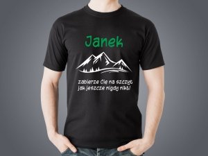 Koszulka czarna personalizowana męska Zabierze Cię na szczyt - Studioix.pl
