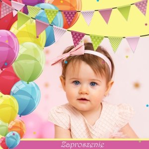 Zaproszenie urodzinowe dla dziecka balony 15x15cm