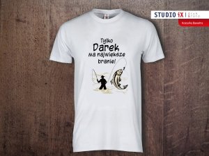 Koszulka biała personalizowana męska Wędkarz - Studioix.pl