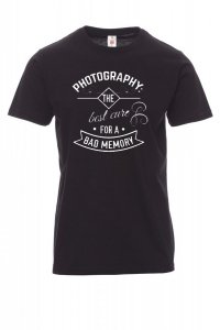 Koszulka z nadrukiem czarna - photography the best cure for a bad memmory