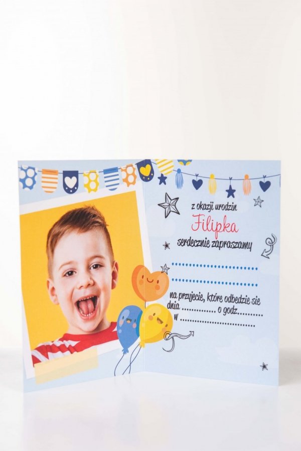 Zaproszenie urodzinowe dla dziecka Niebieskie 10x15 M21
