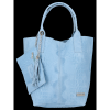 Kožené kabelka shopper bag Vittoria Gotti světle modrá B23