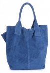 Kožené kabelka shopper bag Genuine Leather modrá 801