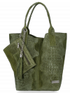 Kožené kabelka shopper bag Vittoria Gotti zelená B23