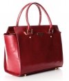 Kožené kabelka kufřík Genuine Leather červená 2222