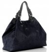 Kožené kabelka shopper bag Genuine Leather tmavě modrá 898G