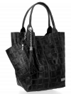 Kožené kabelka shopper bag Vittoria Gotti černá B22