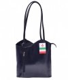 Kožená kabelka batůžek Made in Italy Tmavě modrá