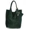 Kožené kabelka shopper bag Genuine Leather lahvově zelená 801