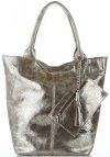 Kožené kabelka shopper bag Vittoria Gotti stříbrná V6141