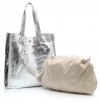 Kožené kabelka shopper bag Vera Pelle stříbrná 205454