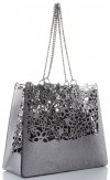 Kožené kabelka shopper bag Vittoria Gotti stříbrná V5798