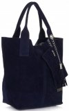 Kožené kabelka shopper bag Vittoria Gotti tmavě modrá V5190