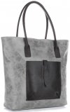 Kožené kabelka shopper bag Genuine Leather světle šedá 358