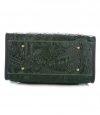 Kožené kabelka kufřík Genuine Leather lahvově zelená 214E