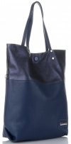 Kožené kabelka shopper bag Vittoria Gotti tmavě modrá V6538