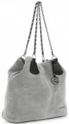 Kožené kabelka shopper bag Vittoria Gotti světle šedá V3081