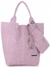 Kožené kabelka shopper bag Vittoria Gotti pudrová růžová V10