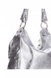 Kožené kabelka shopper bag Vittoria Gotti stříbrná V4