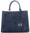 Kožené kabelka kufřík Vittoria Gotti tmavě modrá V3093OD