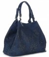 Kožené kabelka shopper bag Vittoria Gotti tmavě modrá V8913