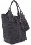 Bőr táska shopper bag Vittoria Gotti grafit V10