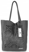 Bőr táska shopper bag Vittoria Gotti szürke V577