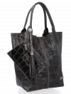 Bőr táska shopper bag Vittoria Gotti grafit B15