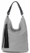 Bőr táska shopper bag Genuine Leather világosszürke G100