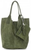 Bőr táska shopper bag Genuine Leather zöld 801