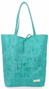 Bőr táska shopper bag Vittoria Gotti türkizkék V299COCOtur2